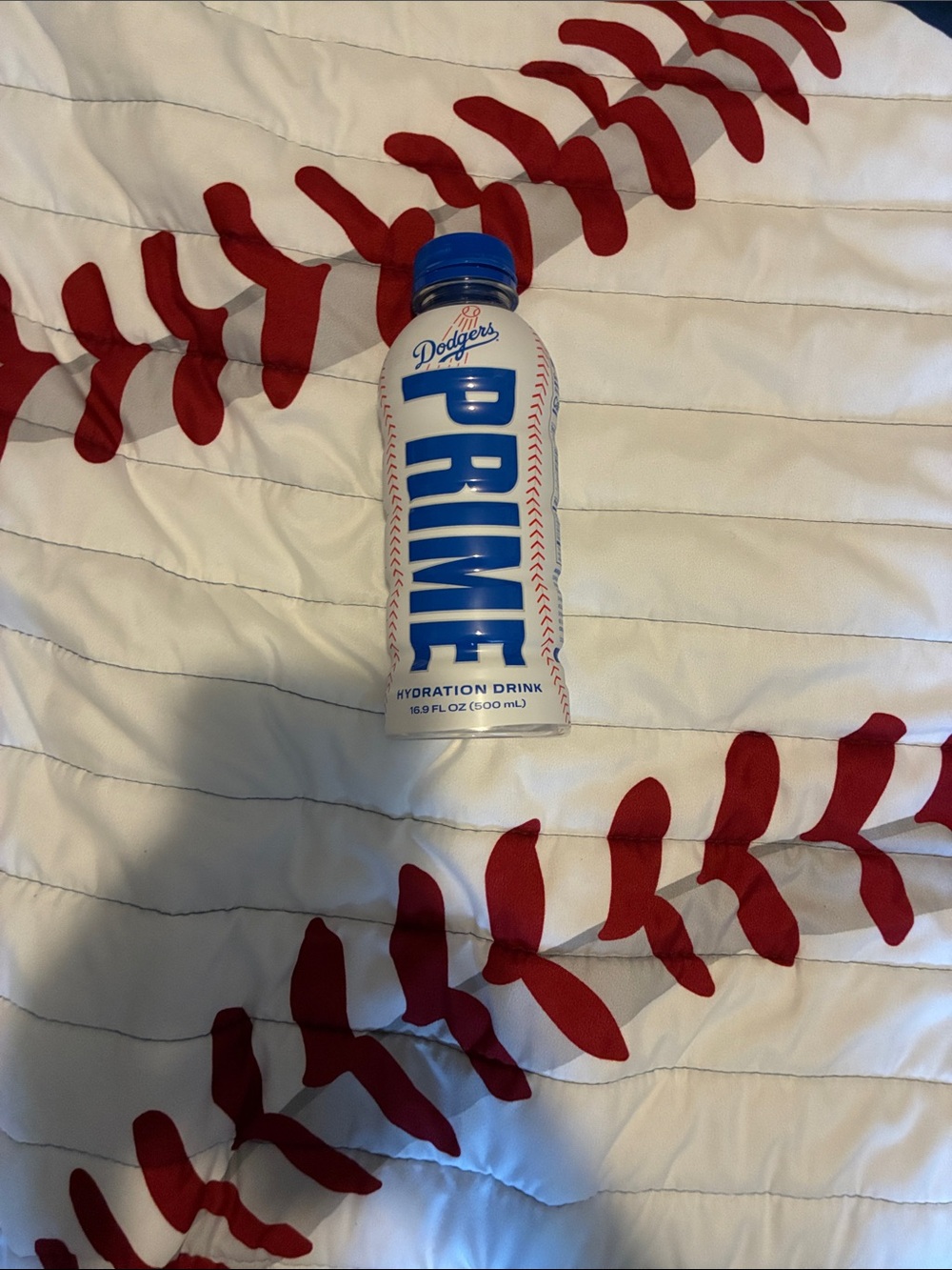 Baseball Stitch White Comforter with Red Accent